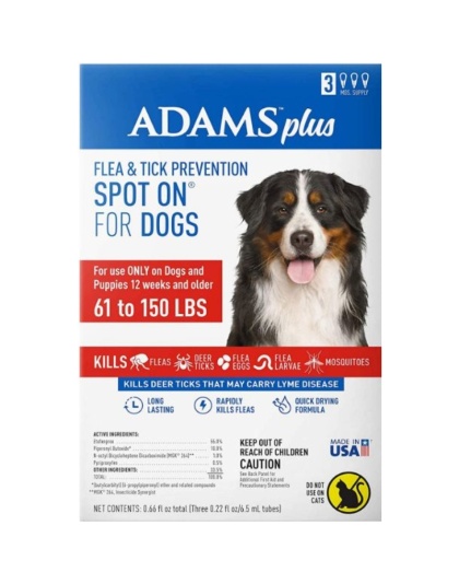 Adams Flea And Tick Prevention Spot On For Dogs 61 -150 lbs X-Large 3 Month Supply  - 1 count