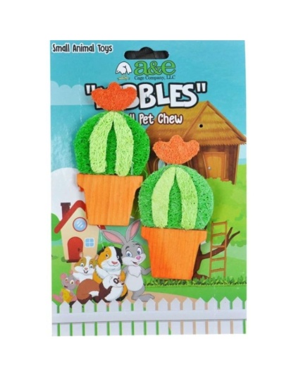 AE Cage Company Nibbles Barrel Cactus Loofah Chew Toy with Wood - 2 count