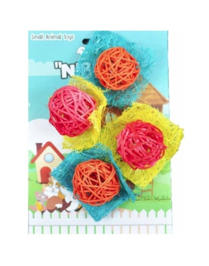 AE Cage Company Nibbles Bon Bon Loofah Chew Toys Assorted Colors - 4 count