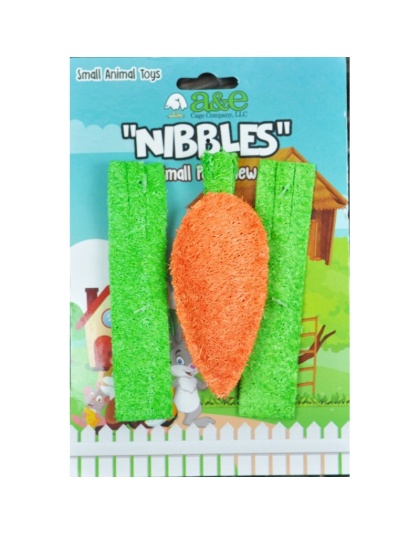 AE Cage Company Nibbles Carrot and Celery Loofah Chew Toys - 3 count