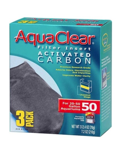 Aquaclear Activated Carbon Filter Inserts - Size 50 - 3 count