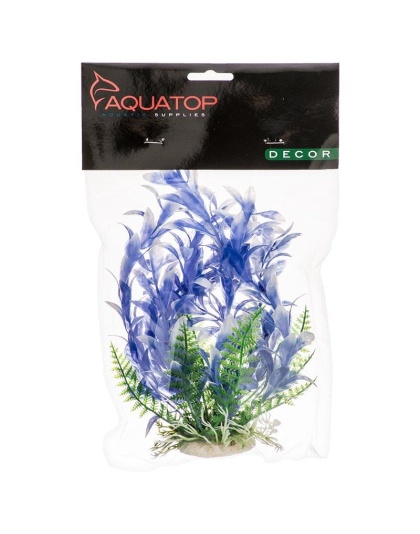 Aquatop Bacopa Aquarium Plant - Blue & White - 6" High w/ Weighted Base