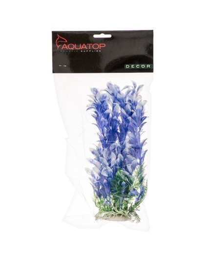 Aquatop Bacopa Aquarium Plant - Blue & White - 9" High w/ Weighted Base