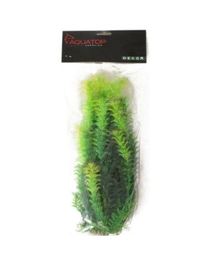 Aquatop Yellow Tipped Aquarium Plant - Green - 12" High w/ Weighted Base