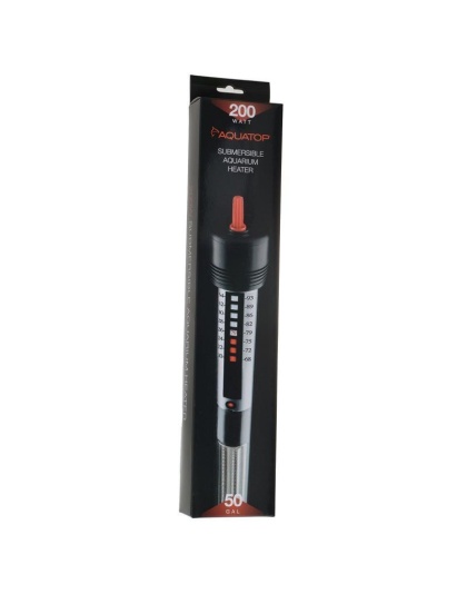 Aquatop Aquarium Submersible Glass Heater - 200 Watts - 12.5" Tall (Aquariums up to 50 Gallons)