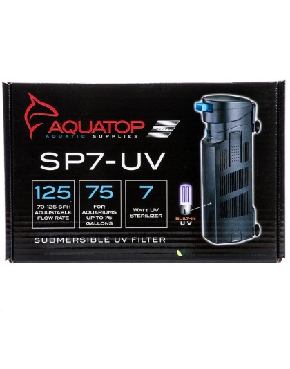 Aquatop Submersible UV Filter with Pump - 7 Watts - 126 GPH - Aquariums up to 75 Gallons - (10"L x 3.5"W)