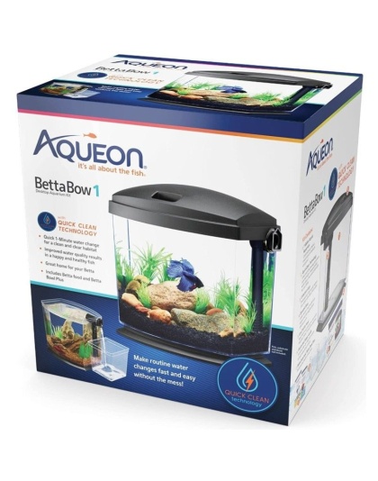 Aqueon BettaBow 1 with Quick Clean Technology Aquarum Kit Black - 1 gallon