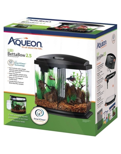 Aqueon LED BettaBow 2.5 SmartClean Aquarium Kit Black - 2.5 gallon