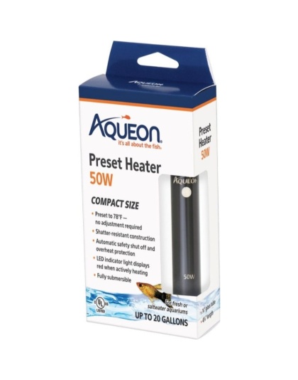 Aqueon Preset Aquarium Heater - 50 Watt (Aquariums up to 20 Gallons)