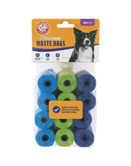 Arm and Hammer Dog Waste Refill Bags Fresh Scent Assorted Colors - 180 count