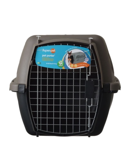 Aspen Pet Porter Heavy-Duty Pet Carrier Storm Gray and Black - Pets 15-20 lbs
