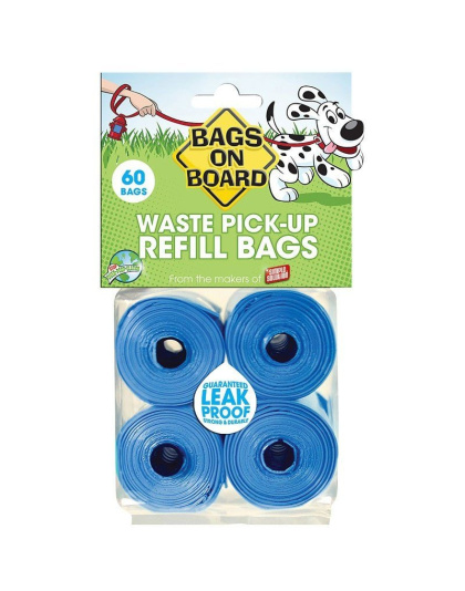 Bags on Board Waste Pick Up Refill Bags - Blue - 60 Bags
