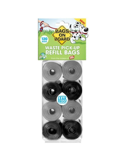 Bags on Board Pick up Bags Refill - Black & Gray - 120 Bags