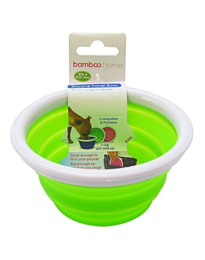 Bamboo Silicone Travel Bowl - Assorted - 1-Cup Tray