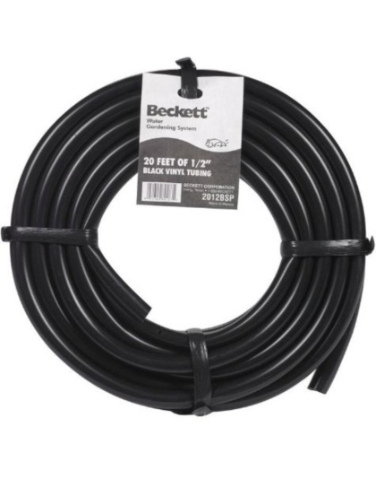 Beckett Black Vinyl Pond Tubing 20 Foot Roll - 1/2" ID x 20 Feet
