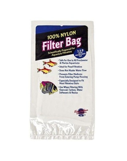 Blue Ribbon Pet 100% Nylon Filter Bag with Drawstring Top for Aquarium Filtration - 1 count (3" x 8")