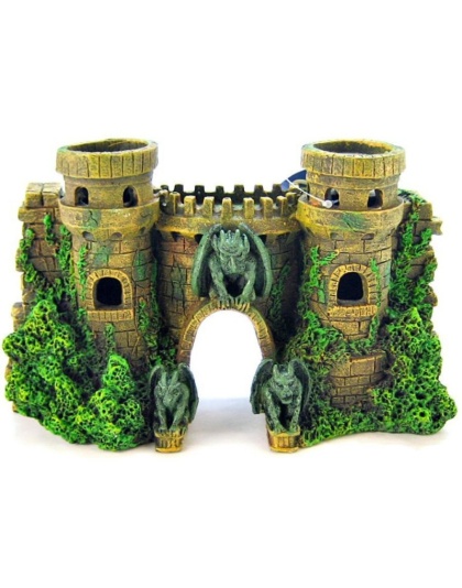 Blue Ribbon Castle Fortress with Gargoyle Ornament - Large - 10"L x 3.5"W x 5.5"H