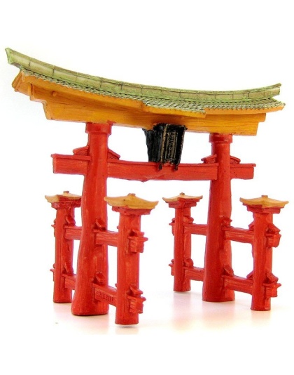 Blue Ribbon Japanese Torii Gate Ornament - 7"L x 4.25"W x 5.5"H