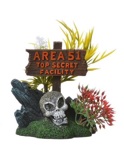 Exotic Environments Area 51 Top Secret Sign Aquarium Ornament - 3"L x 4.25"W x 5.25"H