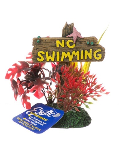 Exotic Environments No Swimming Sign - Small - (3.5"L x 2.5"W x 4.5"H)
