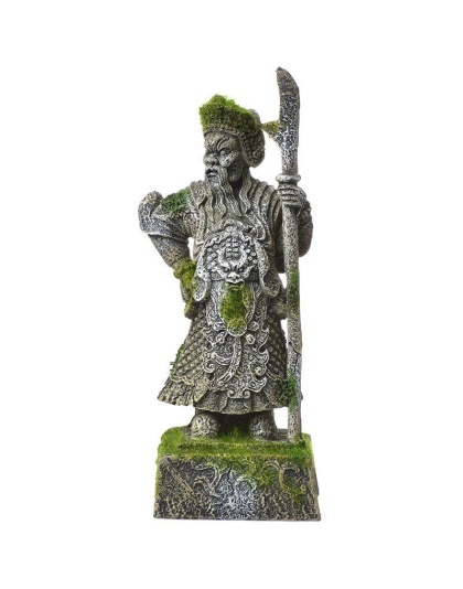 Exotic Environments Thai Warrior Statue with Moss Aquarium Ornament - 3.5"L x 3"W x 8.5"H