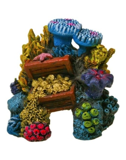Blue Ribbon Exotic Environments Lost Treasure Reef Aquarium Ornament - 3"L x 2.5"W x 2.75"H