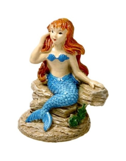 Blue Ribbon Exotic Environments Poised Mermaid Aquarium Ornament - 2"L x 1.5"W x 2.5"H