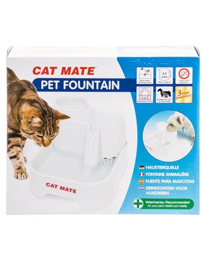 Cat Mate Pet Fountain - White - 10.5in.L x 6.8in.W x 8.8in.H (70 Ounces)