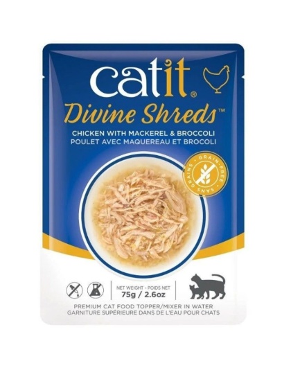 Catit Divine Shreds Chicken with Mackerel and Broccoli - 2.65 oz
