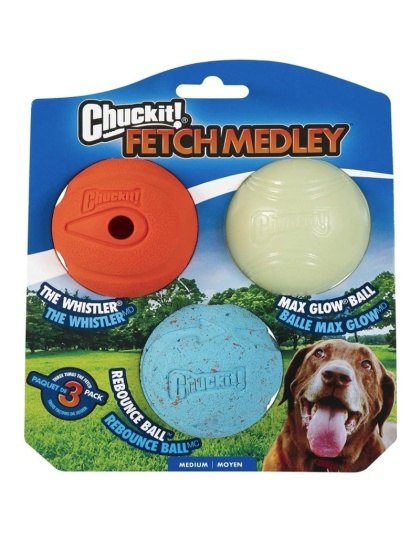 Chuckit Fetch Medley Balls - Medium Ball - 2.25" Diameter (3 Pack)