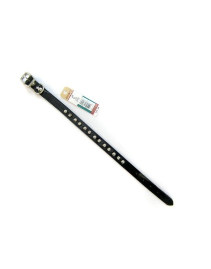 Circle T Leather Spiked Collar - Black - 14" Long x 5/8" Wide