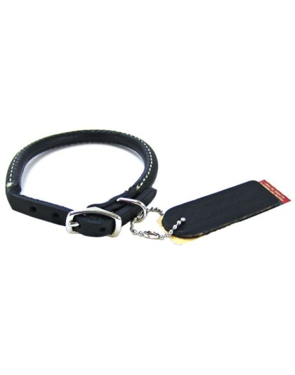 Circle T Pet Leather Round Collar - Black - 12" Neck