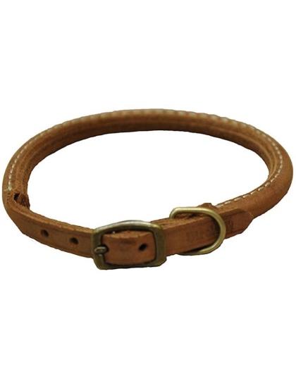 CircleT Rustic Leather Dog Collar Chocolate - 12"L x 3/8"W