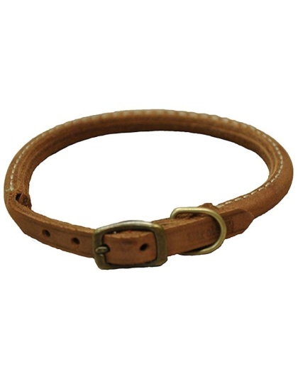 CircleT Rustic Leather Dog Collar Chocolate - 14"L x 3/8"W