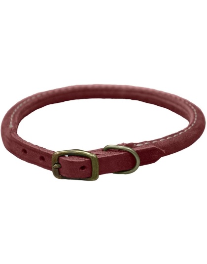 Circle T Rustic Leather Dog Collar Brick Red - 3/8"W x 10"L