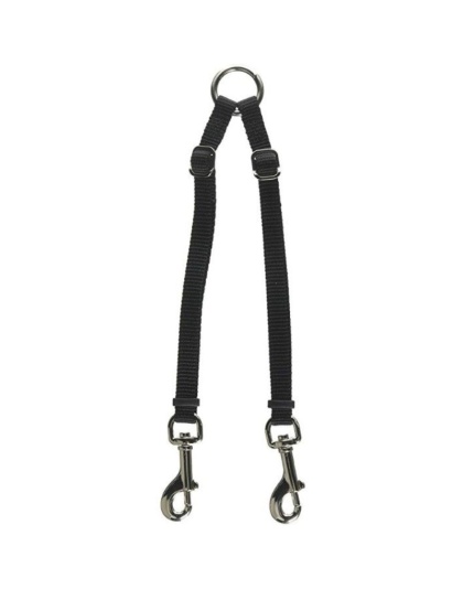 Coastal Pet Two Dog Adjustable Nylon Coupler Black - 24"L x 3/8"W