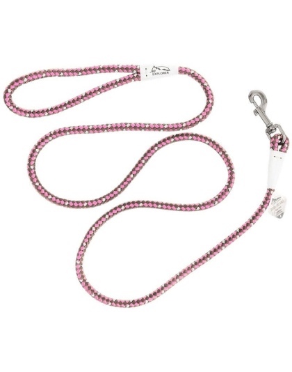 K9 Explorer Reflective Braided Rope Snap Leash - Rosebud - 6' Lead