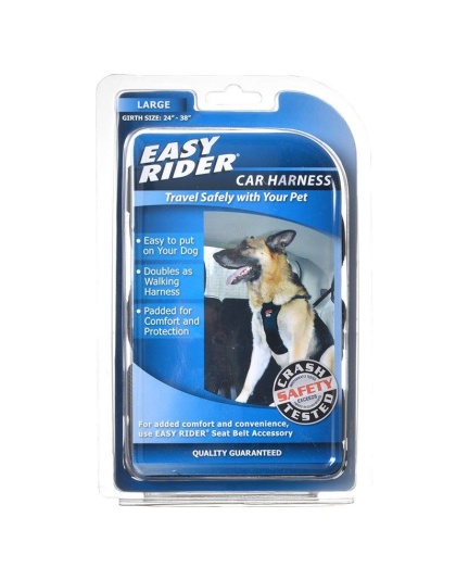Coastal Pet Easy Rider Car Harness - Black - Large (Girth Size 24"-38")