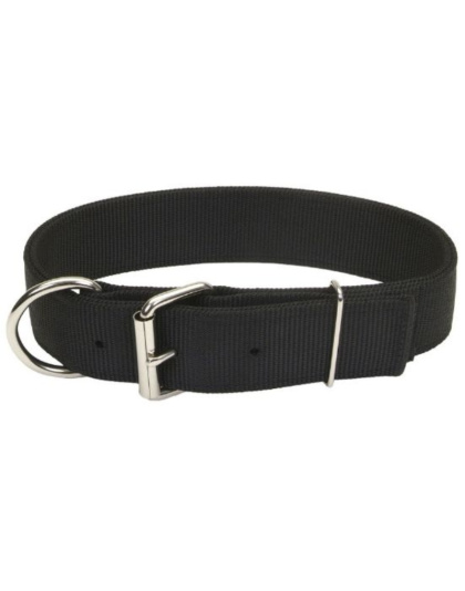 Coastal Pet Macho Dog Double-Ply Nylon Collar with Roller Buckle 1.75" Wide Black - 20"Long