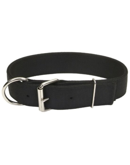 Coastal Pet Macho Dog Double-Ply Nylon Collar with Roller Buckle 1.75" Wide Black - 24"Long