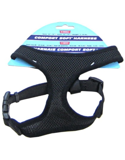 Coastal Pet Comfort Soft Adjustable Harness - Black - X-Small - 5/8" Width (Girth Size 16"-19")