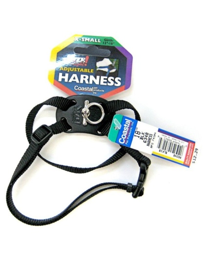 Coastal Pet Size Right Adjustable Nylon Harness - Black - X-Small (Girth Size 10"-18")