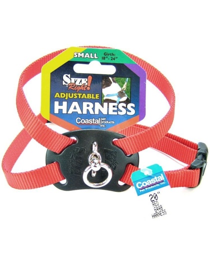 Coastal Pet Size Right Nylon Adjustable Harness - Red - Small - (Girth Size 18"-24")
