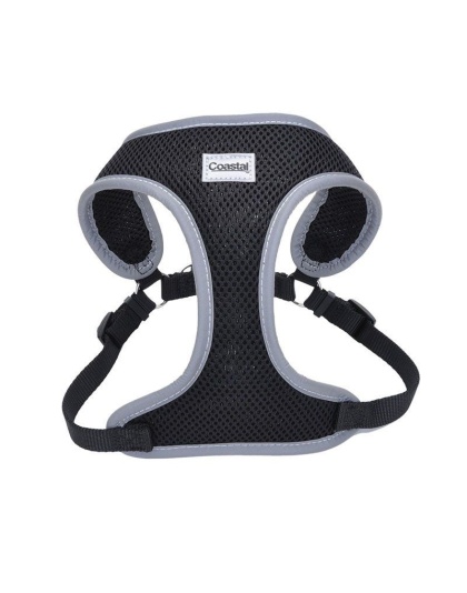 Coastal Pet Comfort Soft Reflective Wrap Adjustable Dog Harness - Black - X-Small - 16-19" Girth - (5/8" Straps)