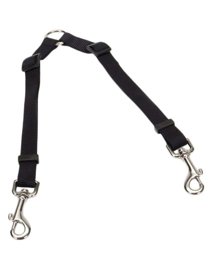 Coastal Pet Two Dog Adjustable Nylon Coupler Black - 36"L x 3/4"W