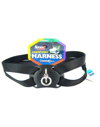 Coastal Pet Size Right Nylon Adjustable Harness - Black - Large (Girth Size 28"-36")