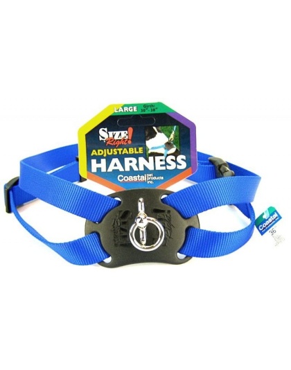 Coastal Pet Size Right Nylon Adjustable Harness - Blue - Large (Girth Size 28"-36")