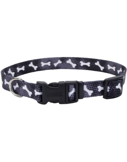 Coastal Pet Styles Nylon Adjustable Dog Collar Black Bones 1" W x 18-26" Long - 1 count