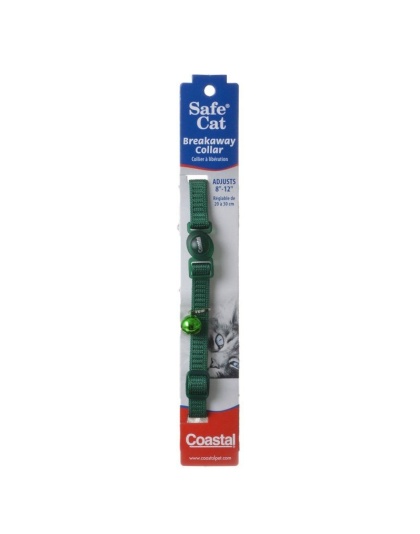 Coastal Pet Safe Cat Nylon Adjustable Breakaway Collar - Hunter Green - 8in.-12in. Neck