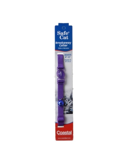 Coastal Pet Safe Cat Nylon Adjustable Breakaway Collar - Purple - 8in.-12in. Neck